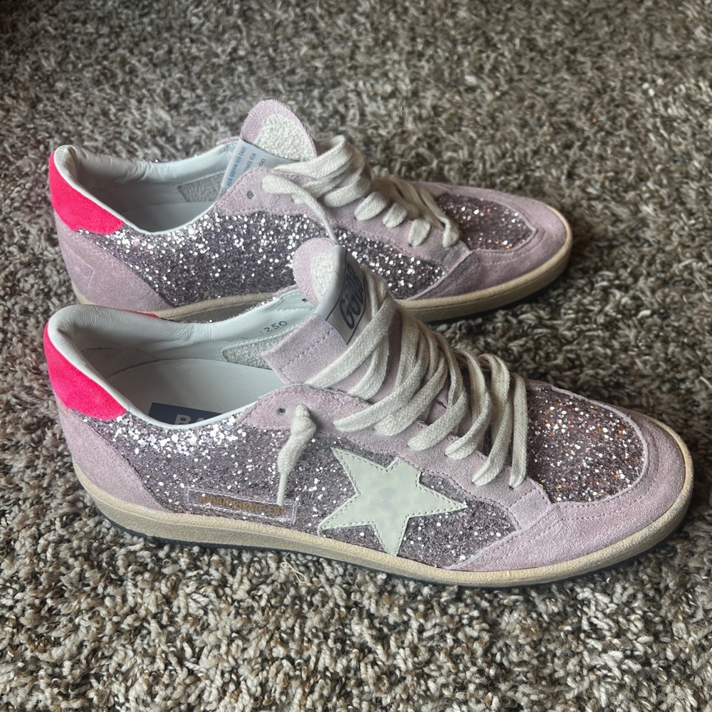Golden Goose Glitter Pink and White Sneakers Limited Edition 7/250
